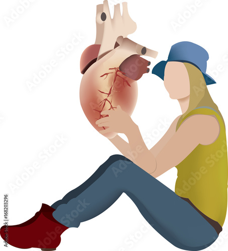 ragazza con in mano un cuore