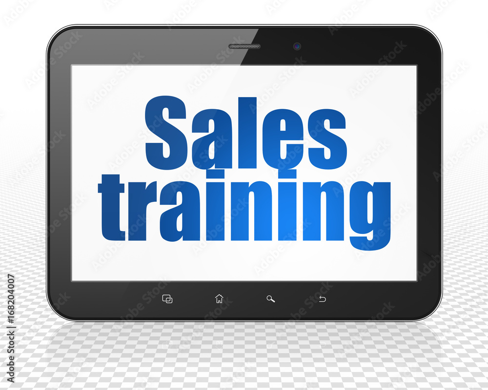 Advertising concept: Tablet Pc Computer with Sales Training on display Advertising concept: Tablet Pc Computer with Sales Training on display