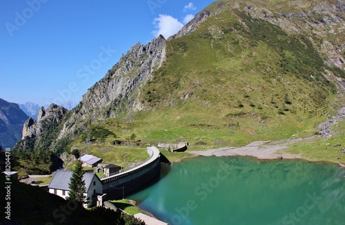 Barbellino dam, alpine valley in Lombardy. Alps Orobie.  photo