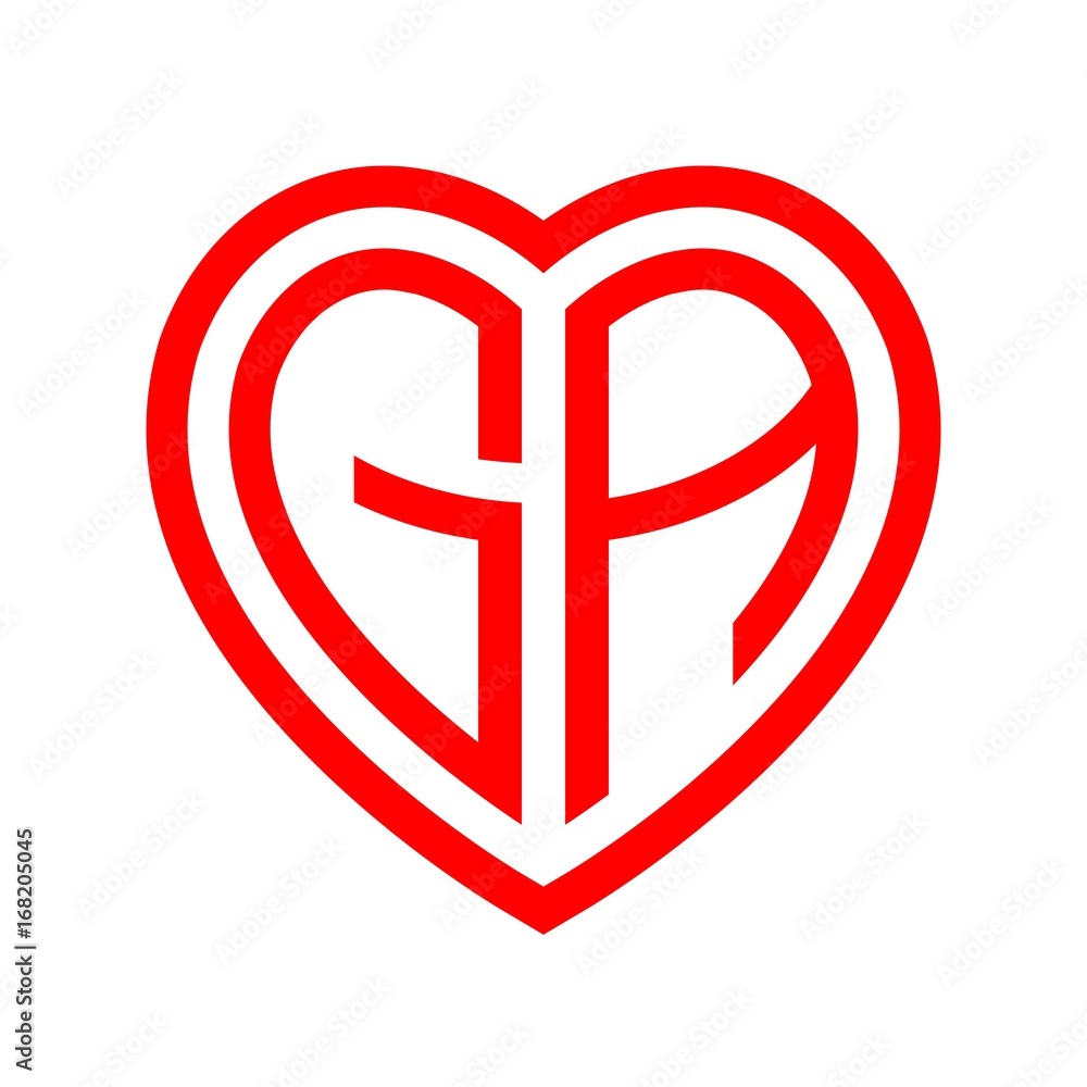 initial letters logo ga red monogram heart love shape Stock Vector | Adobe  Stock