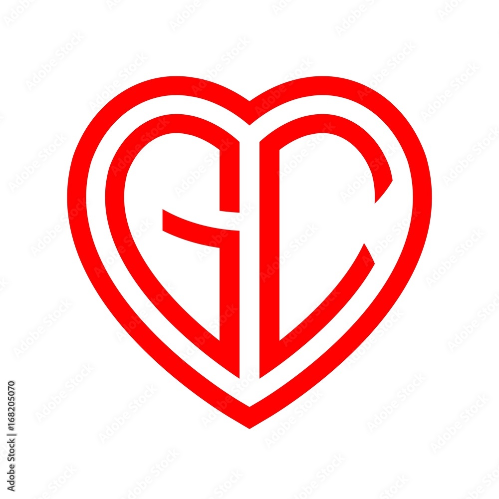 initial letters logo gc red monogram heart love shape initial letters logo gc red monogram heart love shape