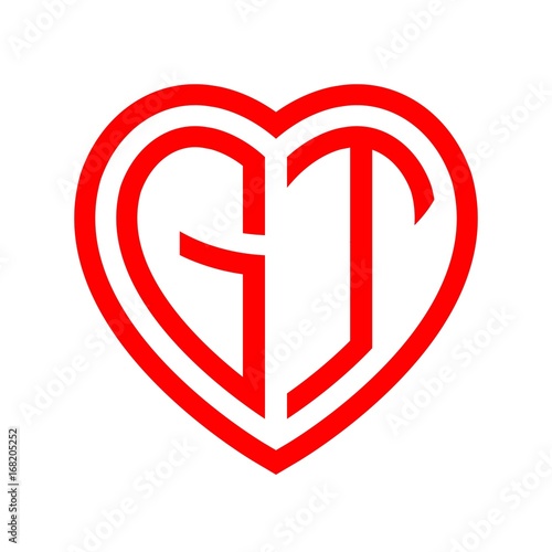 Free Download initial letters logo gt red monogram heart love shape - GFXLoad