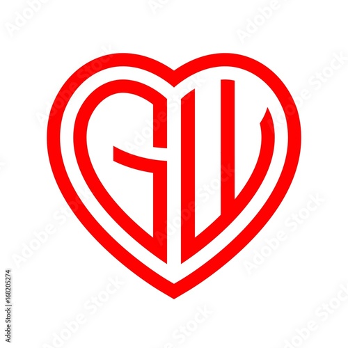 Free Download initial letters logo gw red monogram heart love shape - GFXLoad
