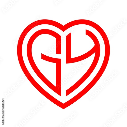Free Download initial letters logo gy red monogram heart love shape - GFXLoad