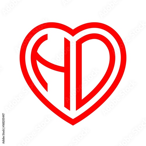 Free Download initial letters logo ho red monogram heart love shape - GFXLoad