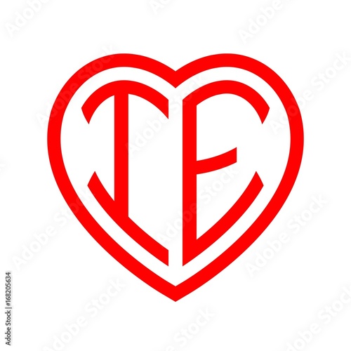 Free Download initial letters logo ie red monogram heart love shape - GFXLoad