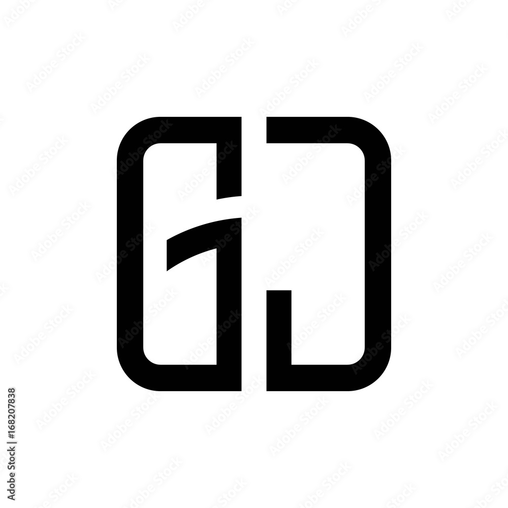 initial letters logo gj black monogram square rounded shape vector initial letters logo gj black monogram square rounded shape vector
