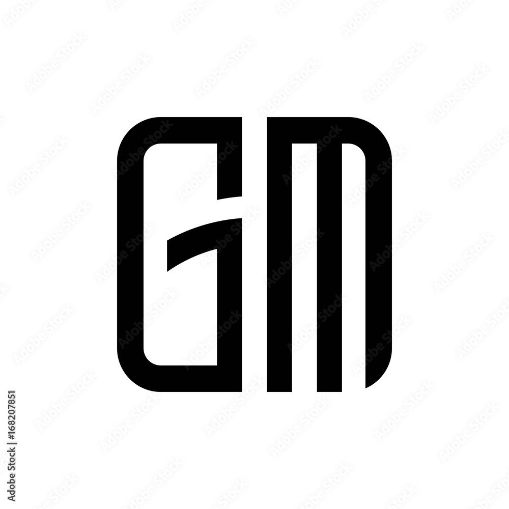 initial letters logo gm black monogram square rounded shape vector initial letters logo gm black monogram square rounded shape vector