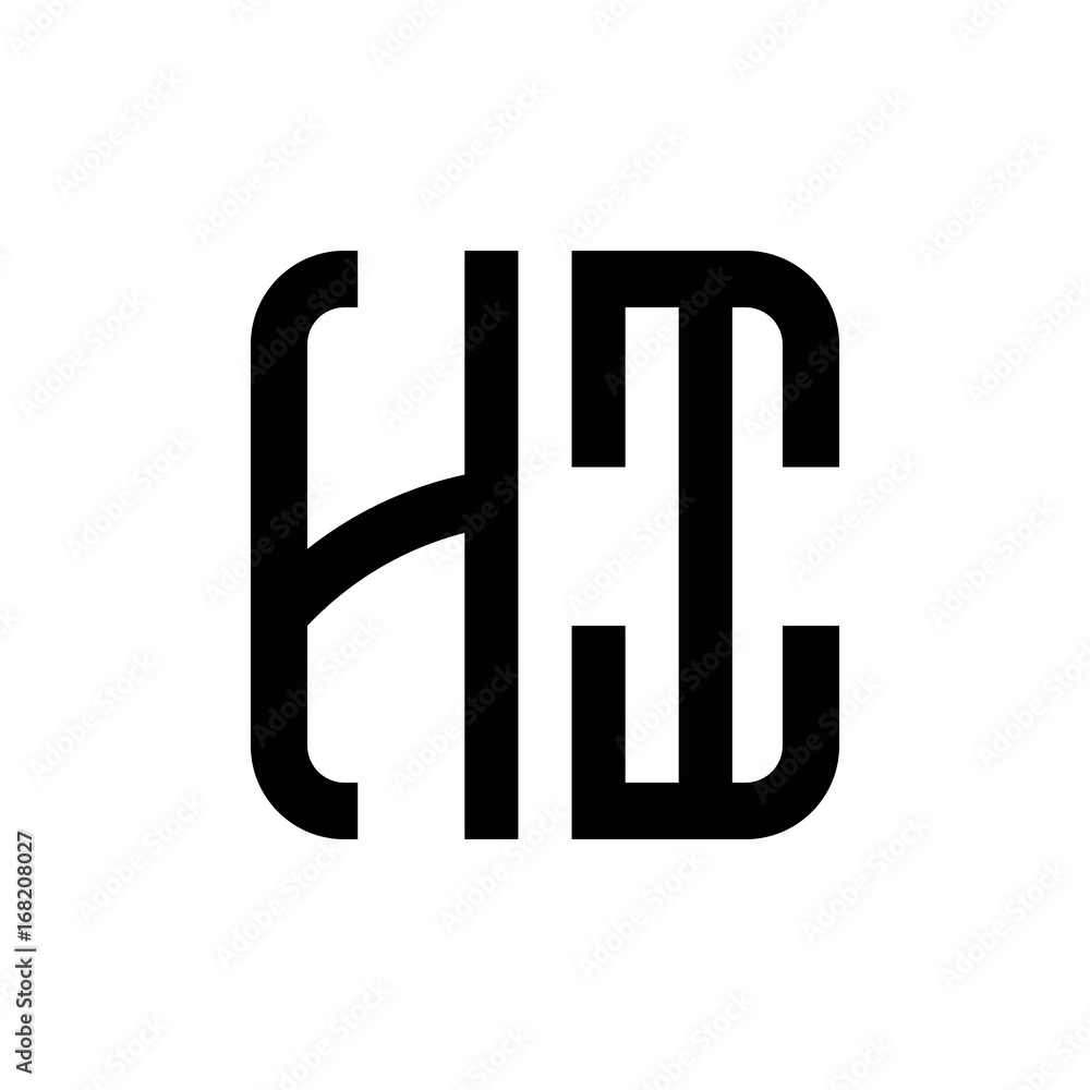 initial letters logo hi black monogram square rounded shape vector initial letters logo hi black monogram square rounded shape vector