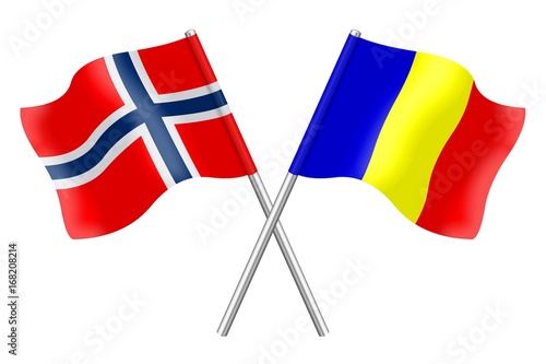 Flags. Norway and Romania  photo