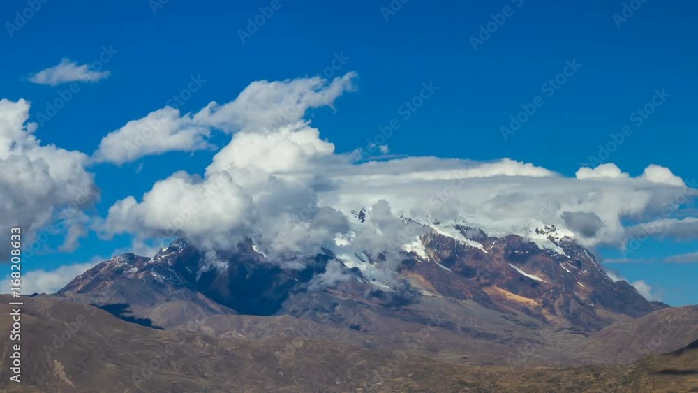 Timelapse of Snowy Mount Illimani in Bolivia South America Timelapse of Snowy Mount Illimani in Bolivia South America