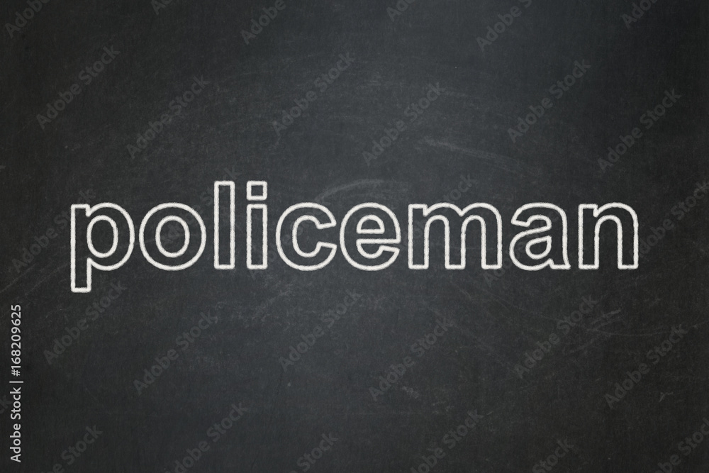 Law concept: Policeman on chalkboard background Law concept: Policeman on chalkboard background