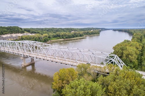 Missouri River bridge aerial view photo