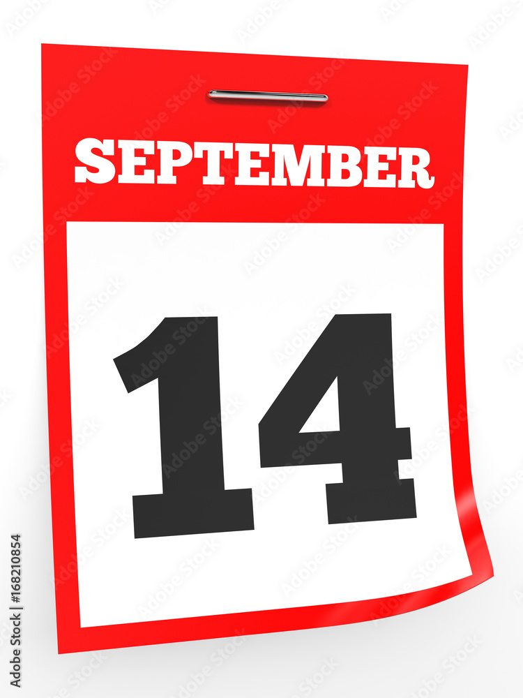 September 14. Calendar on white background. September 14. Calendar on white background.