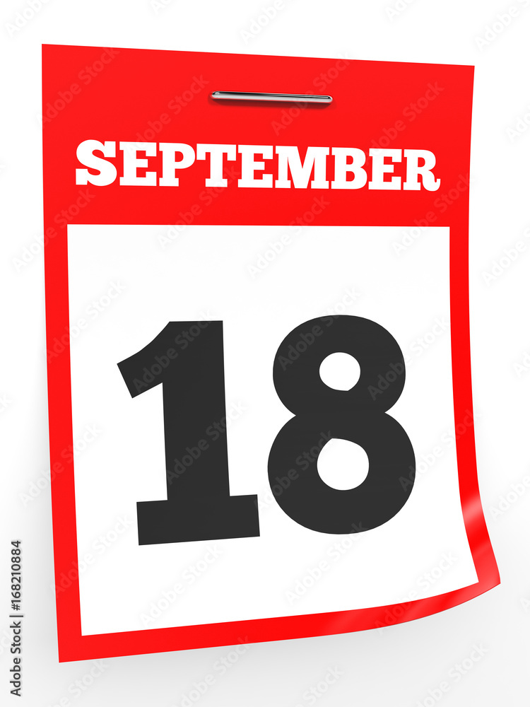 September 18. Calendar on white background. September 18. Calendar on white background.
