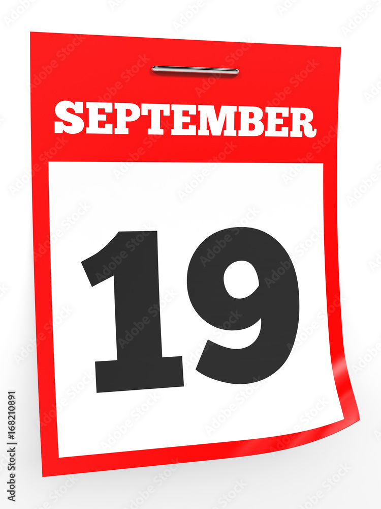 September 19. Calendar on white background. September 19. Calendar on white background.