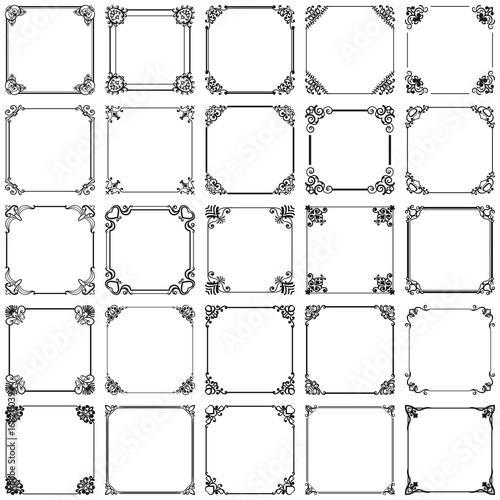 Set of vintage  frames border with beautiful filigree ornamental frame, decorative ornate vintage borders, retro element. Classic ornamental set of  vintage frames templates, borders and elements