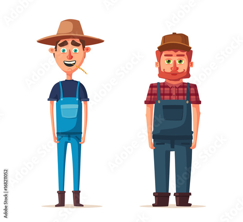 Funny farmers. Cartoon vector illustration.