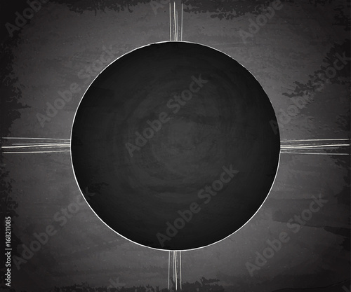 Chalkboard blackboard circle banner on scratch grunge texture background