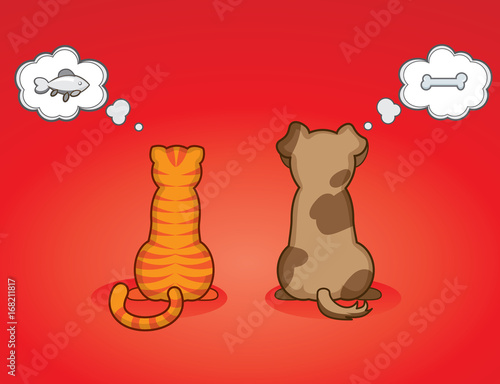Dog and cat with dream