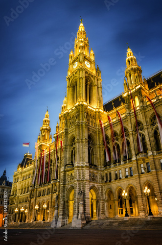 The Wiener Rathaus (Vienna City Hall, Austria) at night