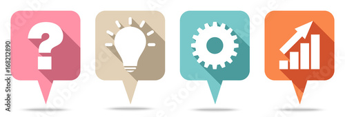 Speechbubbles Question, Idea, Work & Success Retro