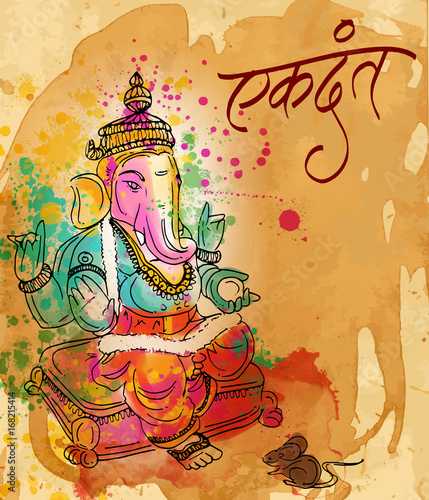 painting style illustration of Hindu god lord Ganesha for ganesh chaturthi festival