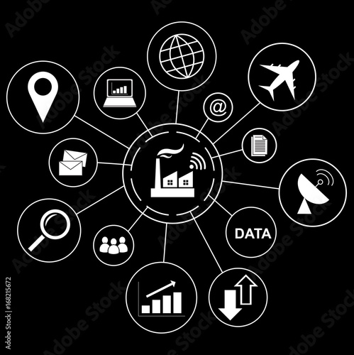 Industry 4.0 concept, smart factory with Business icon