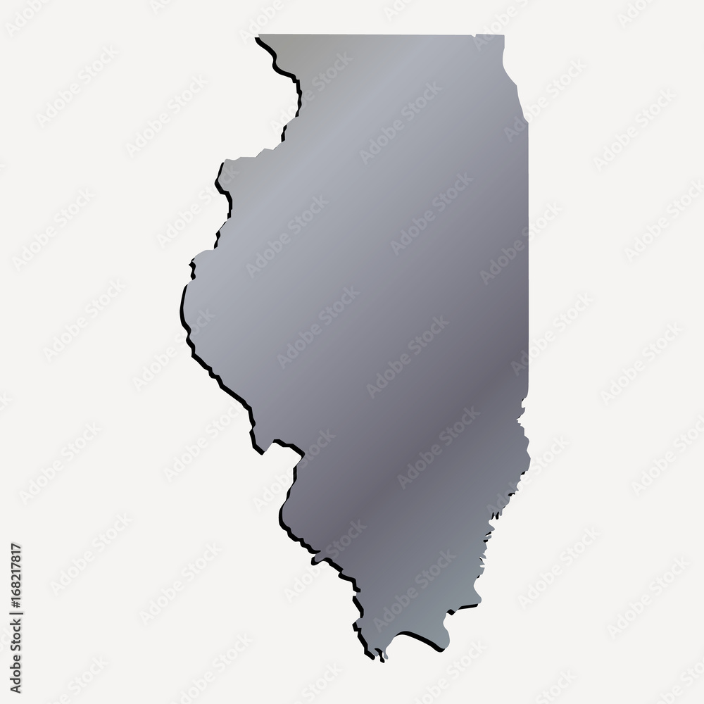 3D Illinois State USA Aluminium outline map with Black Shadow 3D Illinois State USA Aluminium outline map with Black Shadow