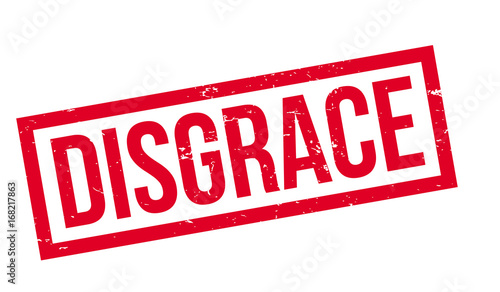 Disgrace rubber stamp. Grunge design with dust scratches. Effects can be easily removed for a clean, crisp look. Color is easily changed.