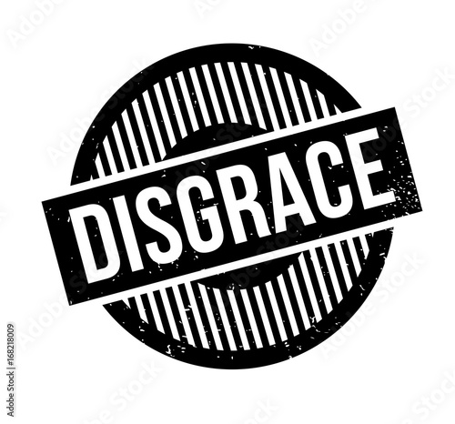 Disgrace rubber stamp. Grunge design with dust scratches. Effects can be easily removed for a clean, crisp look. Color is easily changed.