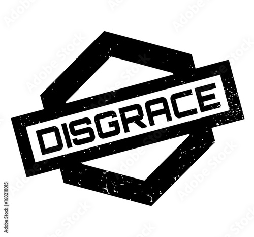 Disgrace rubber stamp. Grunge design with dust scratches. Effects can be easily removed for a clean, crisp look. Color is easily changed.