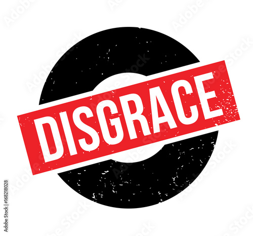 Disgrace rubber stamp. Grunge design with dust scratches. Effects can be easily removed for a clean, crisp look. Color is easily changed.
