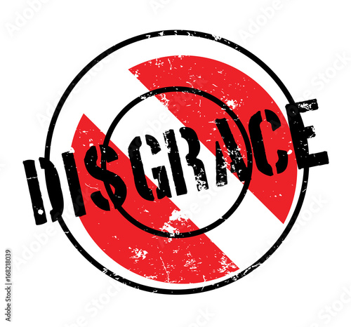 Disgrace rubber stamp. Grunge design with dust scratches. Effects can be easily removed for a clean, crisp look. Color is easily changed.
