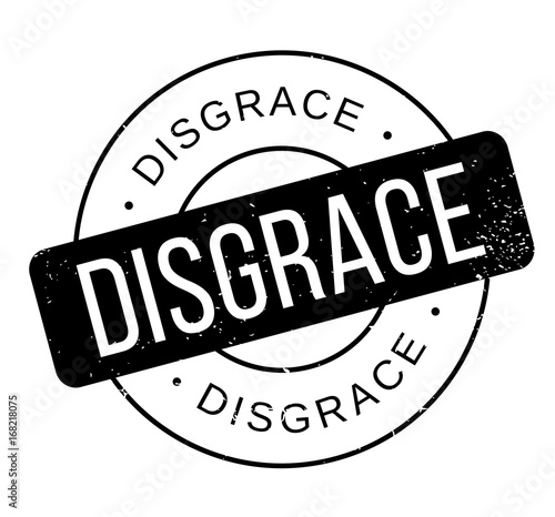 Disgrace rubber stamp. Grunge design with dust scratches. Effects can be easily removed for a clean, crisp look. Color is easily changed.