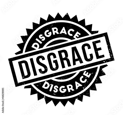 Disgrace rubber stamp. Grunge design with dust scratches. Effects can be easily removed for a clean, crisp look. Color is easily changed.