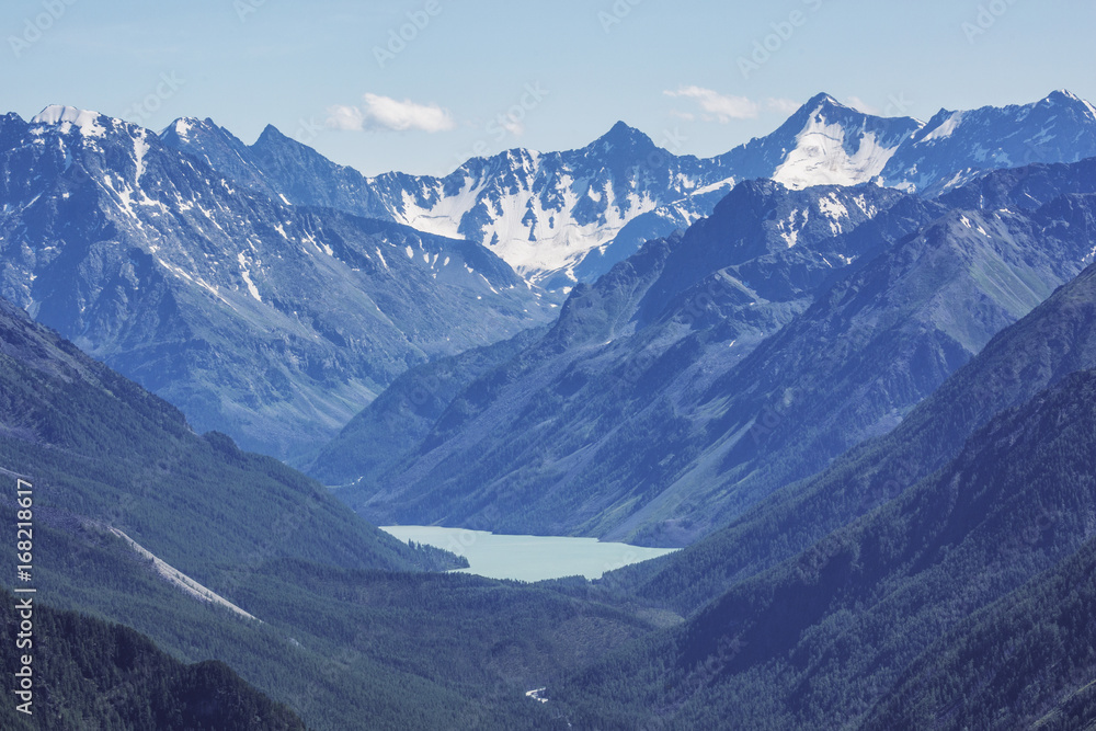 View of the lake Karateurek. Altai Mountains. View of the lake Karateurek. Altai Mountains.
