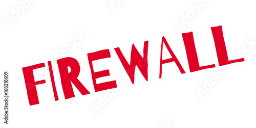 Firewall rubber stamp. Grunge design with dust scratches. Effects can be easily removed for a clean, crisp look. Color is easily changed.