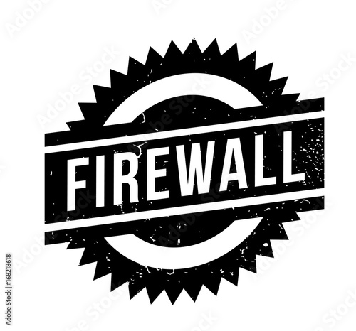Firewall rubber stamp. Grunge design with dust scratches. Effects can be easily removed for a clean, crisp look. Color is easily changed.
