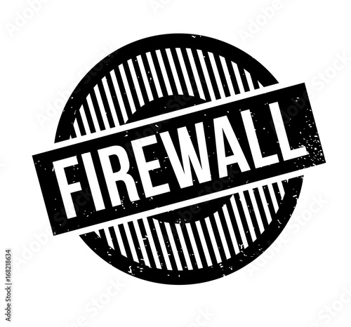 Firewall rubber stamp. Grunge design with dust scratches. Effects can be easily removed for a clean, crisp look. Color is easily changed.