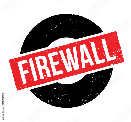 Firewall rubber stamp. Grunge design with dust scratches. Effects can be easily removed for a clean, crisp look. Color is easily changed.