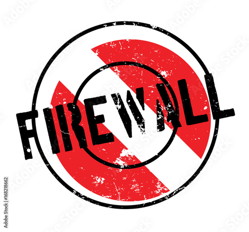 Firewall rubber stamp. Grunge design with dust scratches. Effects can be easily removed for a clean, crisp look. Color is easily changed.