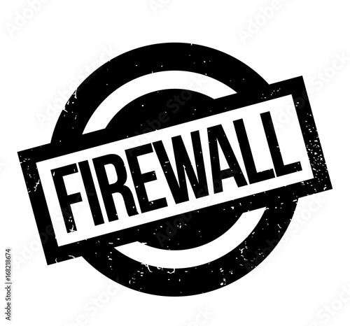 Firewall rubber stamp. Grunge design with dust scratches. Effects can be easily removed for a clean, crisp look. Color is easily changed.