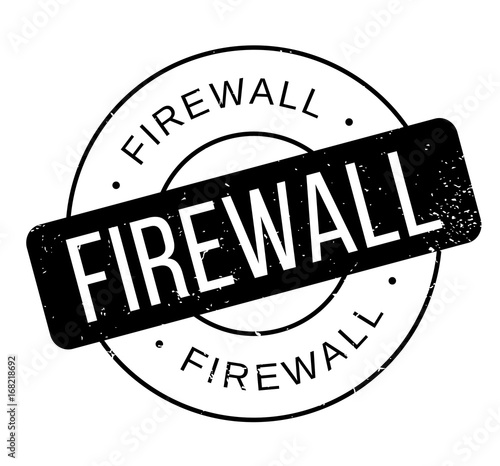 Firewall rubber stamp. Grunge design with dust scratches. Effects can be easily removed for a clean, crisp look. Color is easily changed.