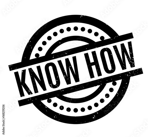 Know How rubber stamp. Grunge design with dust scratches. Effects can be easily removed for a clean, crisp look. Color is easily changed.