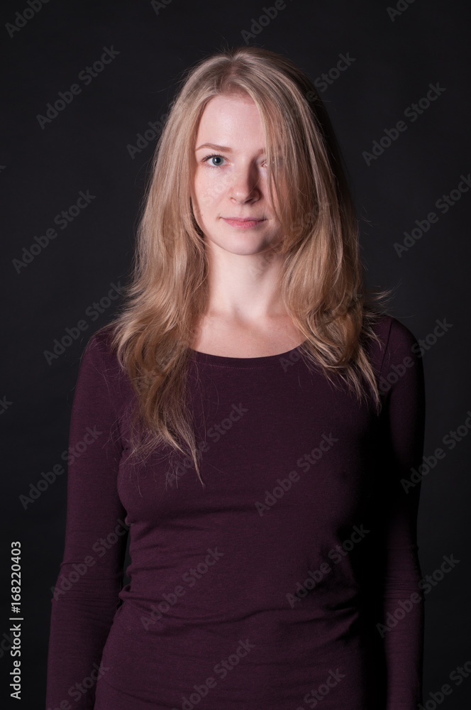 Studio portrait of young blonde woman - natural pure skin, no make up Studio portrait of young blonde woman - natural pure skin, no make up