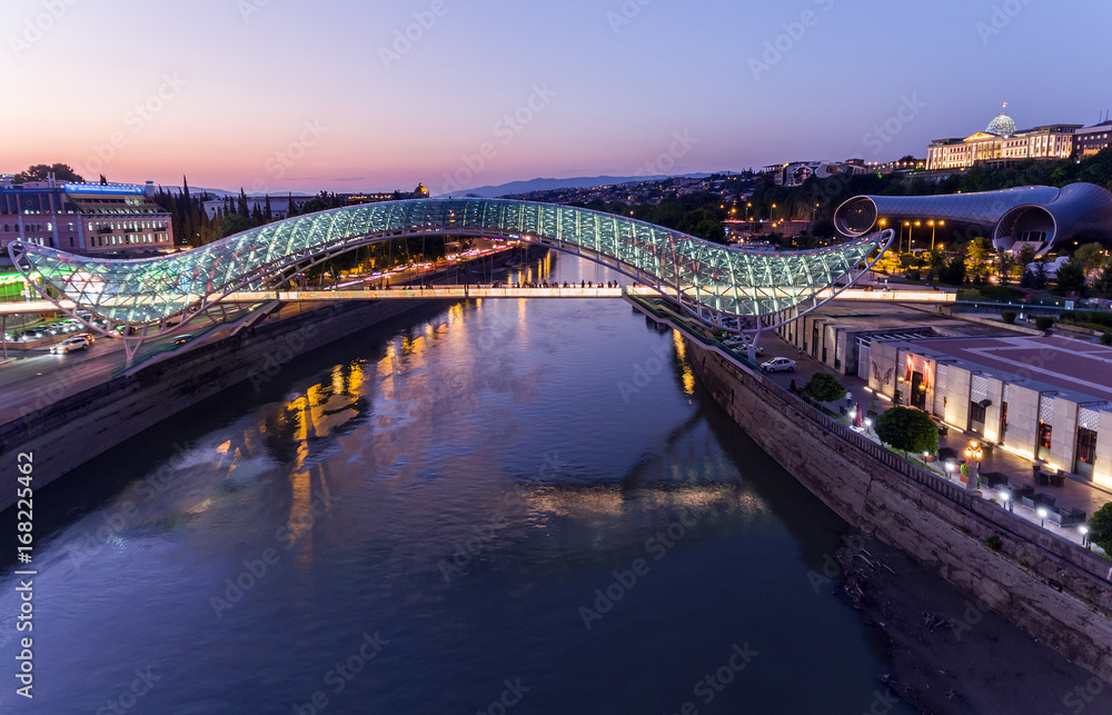 Naklejka premium TBILISI capital of Georgia. Aerial view of center of Tbilisi