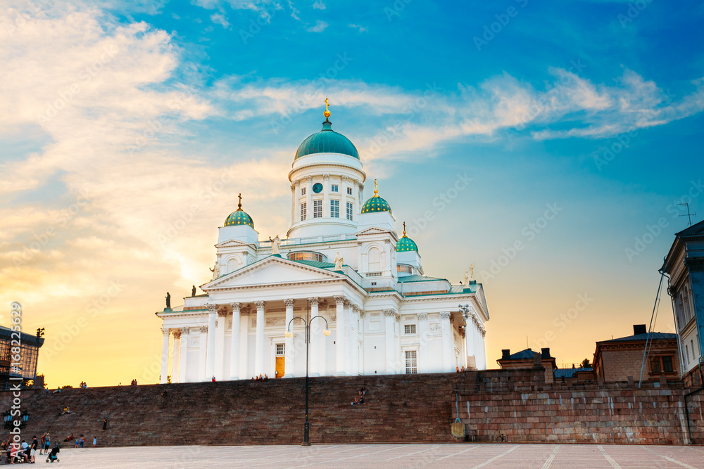 Finland, Helsinki Cathedral Famous Dome Landmark In Neoclassical Style