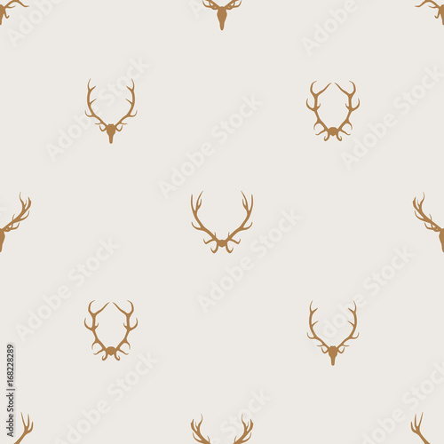 Seamless pattern vector minimalist background with deer antlers