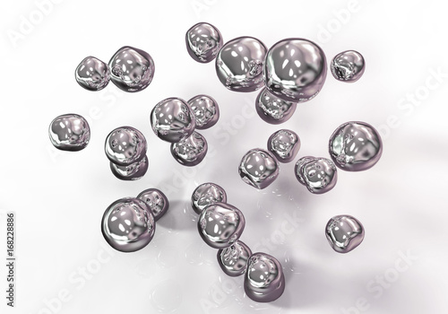 Fototapeta Naklejka Na Ścianę i Meble -  Silver nanoparticles. 3D illustration. Biotechnological and scientific background